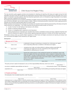 Child Abuse And Neglect Policy