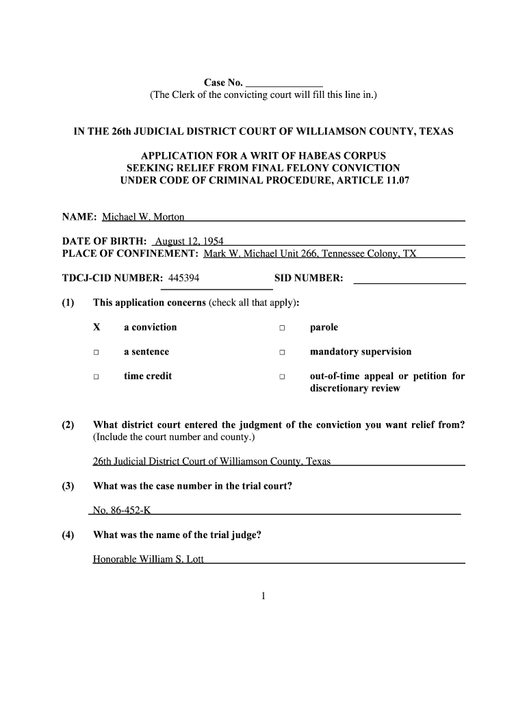 Fillable Online innocenceproject IN THE 26th JUDICIAL DISTRICT COURT OF Fillable Online innocenceproject IN THE 26th JUDICIAL DISTRICT COURT OF