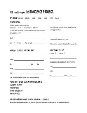 Innocence Project Donation Form
