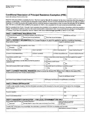 Michigan Conditional Rescission of Principal Residence Exemption