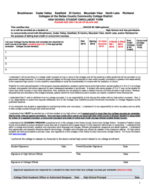 High School Student Enrollment Form