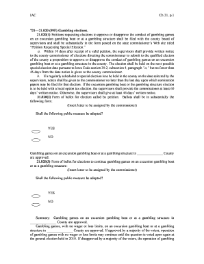 Iowa Gambling Election Petition and Ballot Forms