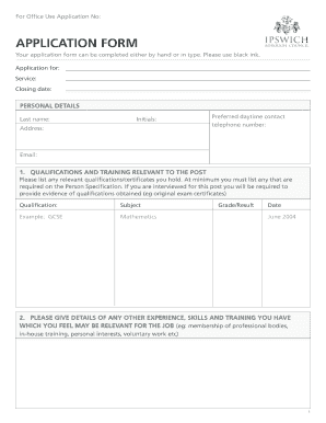 UK Job Application Form