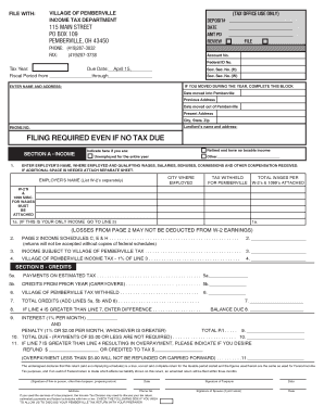Village of Pemberville Income Tax Return