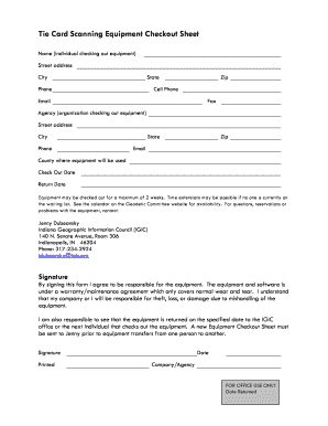 Tie Card Scanning Equipment Checkout Sheet - IGIC - igic