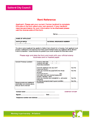 Rent Reference Form