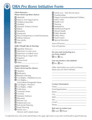 DBA Pro Bono Initiative Form