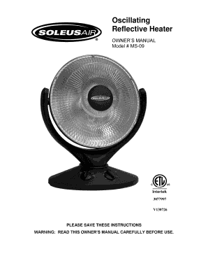 Oscillating Reflective Heater Owner's Manual