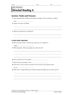Skills Worksheet Directed Reading A