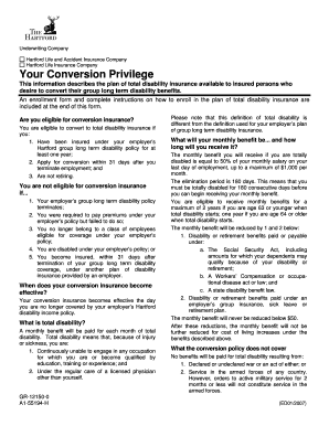 Total Disability Insurance Conversion Form