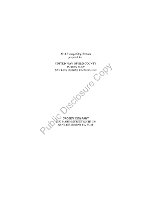 Form 990 2014 Exempt Organization Return