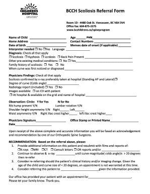 BCCH Scoliosis Referral Form