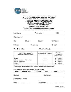 Modulo di Accoglienza Alberghiera