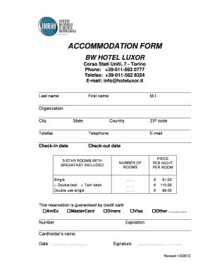 BW Hotel Luxor Accommodation Form