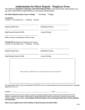 Employee Direct Deposit Authorization Form