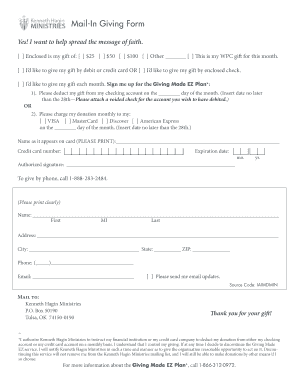Kenneth Hagin Ministries Mail-In Giving Form