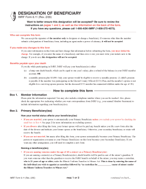 IMRF Designation of Beneficiary Form