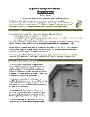 English Apostrophe Worksheet