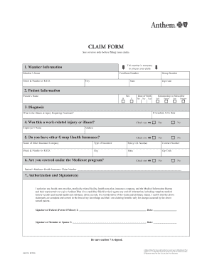 Anthem Blue Cross and Blue Shield Claim Form