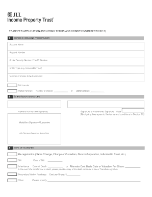 Transfer Application for Investment Shares