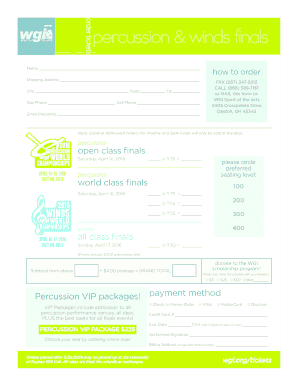 WGI Sport of the Arts Ticket Order Form