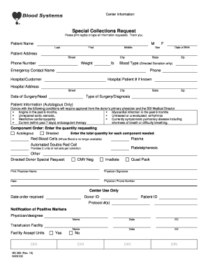 Patient Blood Donation Request Form