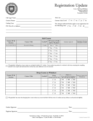 Patrick Henry College Registration Update Form