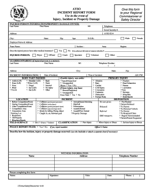 AYSO Incident Report Form