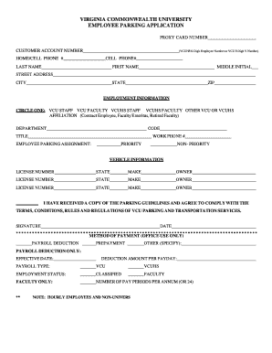 Virginia Commonwealth University Employee Parking Application