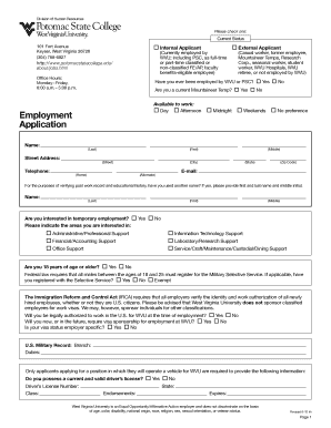 Potomac State College Employment Application