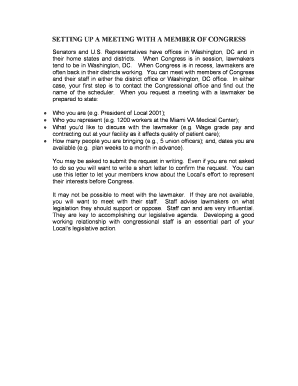 First minutes of meeting sample - SETTING UP A MEETING WITH A MEMBER OF CONGRESS - afge171