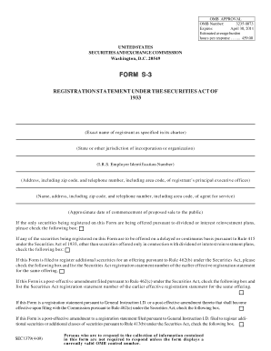 Form S-3 Registration Statement