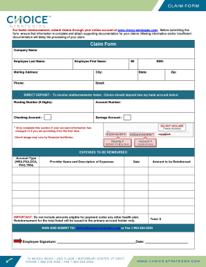 Employee Reimbursement Claim Form