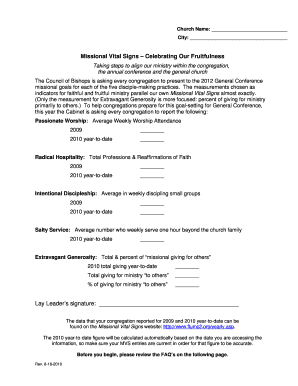 Missional Vital Signs Report Form