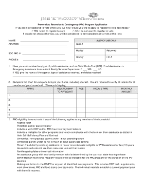 Ohio PRC Program Application