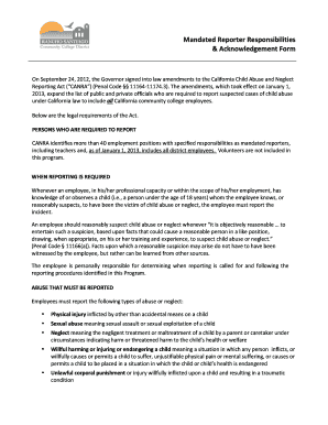Mandated Reporter Responsibilities & Acknowledgement Form