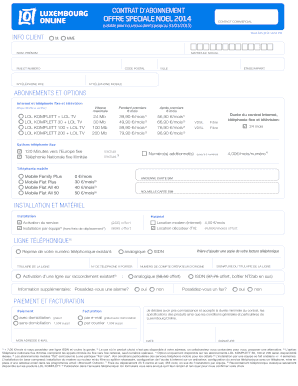 Contrat d’abonnement Luxembourg Online