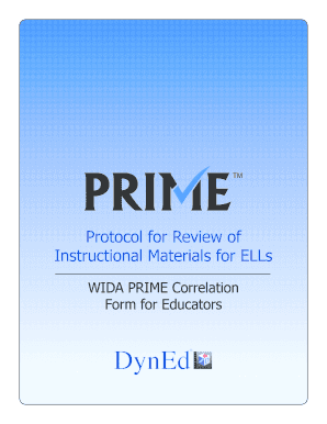 WIDA PRIME Correlation Form for Educators