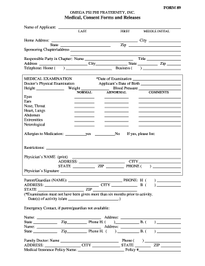 Omega Psi Phi Medical Consent Form