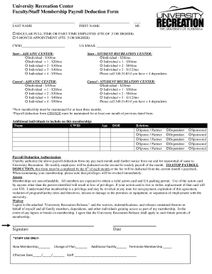 Faculty Staff Membership Payroll Deduction Form