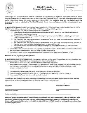 Veteran's Preference Form