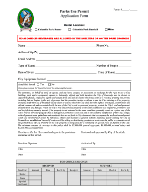 Parks Use Permit Application Form