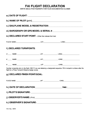FAI Flight Declaration Form