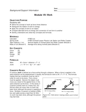Physics Work Concept Worksheet