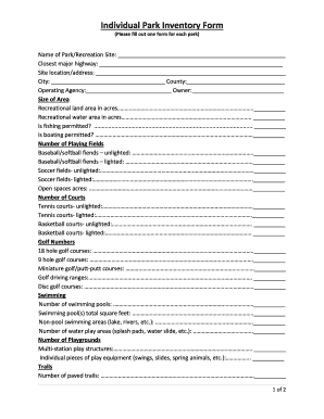 Individual Park Inventory Form