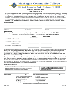 The purpose of this form is to verify information about your/your parents assets - muskegoncc