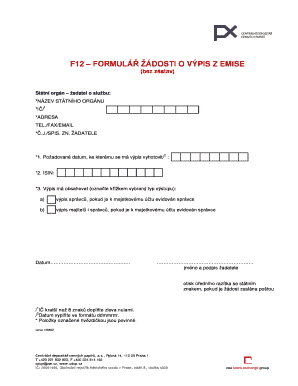 Czech Republic Securities Extract Request Form