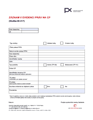 Czech Republic Securities Rights Record Form