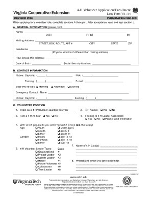 4-H Volunteer Application Form