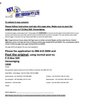 South Africa Debt Review Stop Order Request